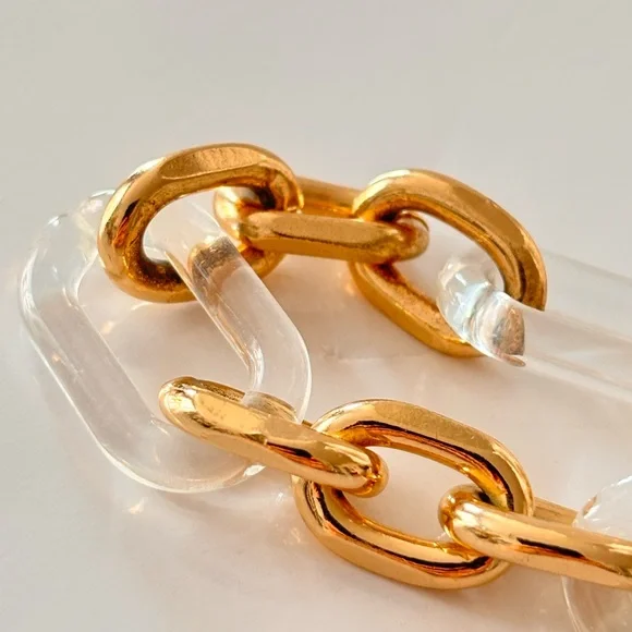 🌷 5/25$ Gold and Clear Link Statement Necklace - Picture 3 of 5